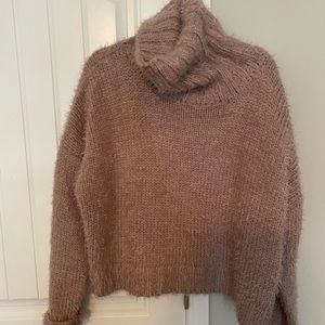 Fuzzy cowl neck sweater